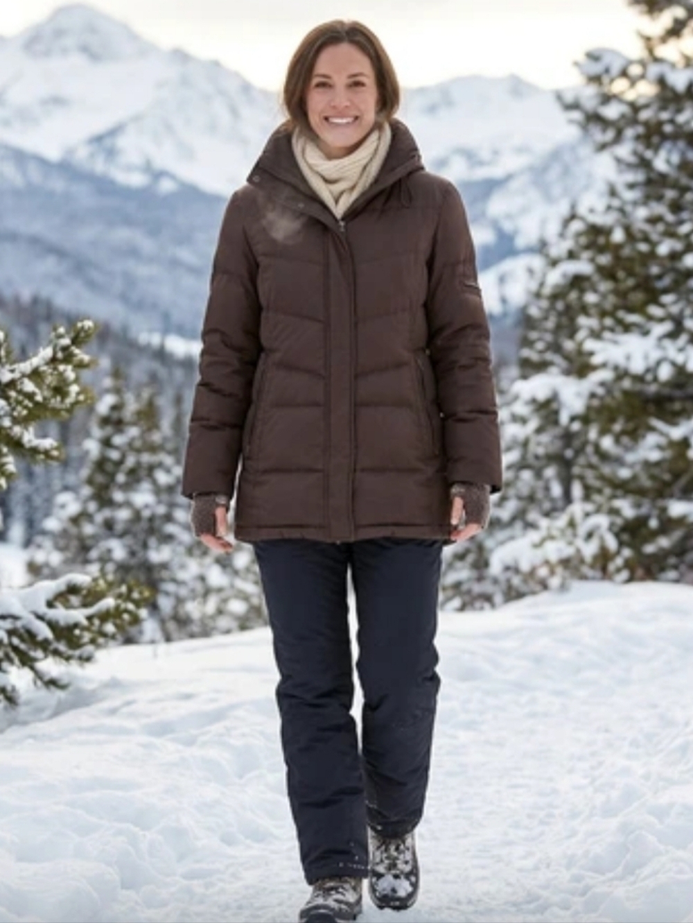 St. John's Bay Women's Brown Quilted Down Puffer Jacket Size M
